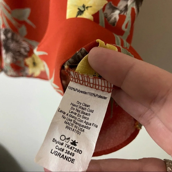 Cold Shoulder Floral Blouse Tunic Womens Size Large Wedding Date Night - Picture 8 of 9